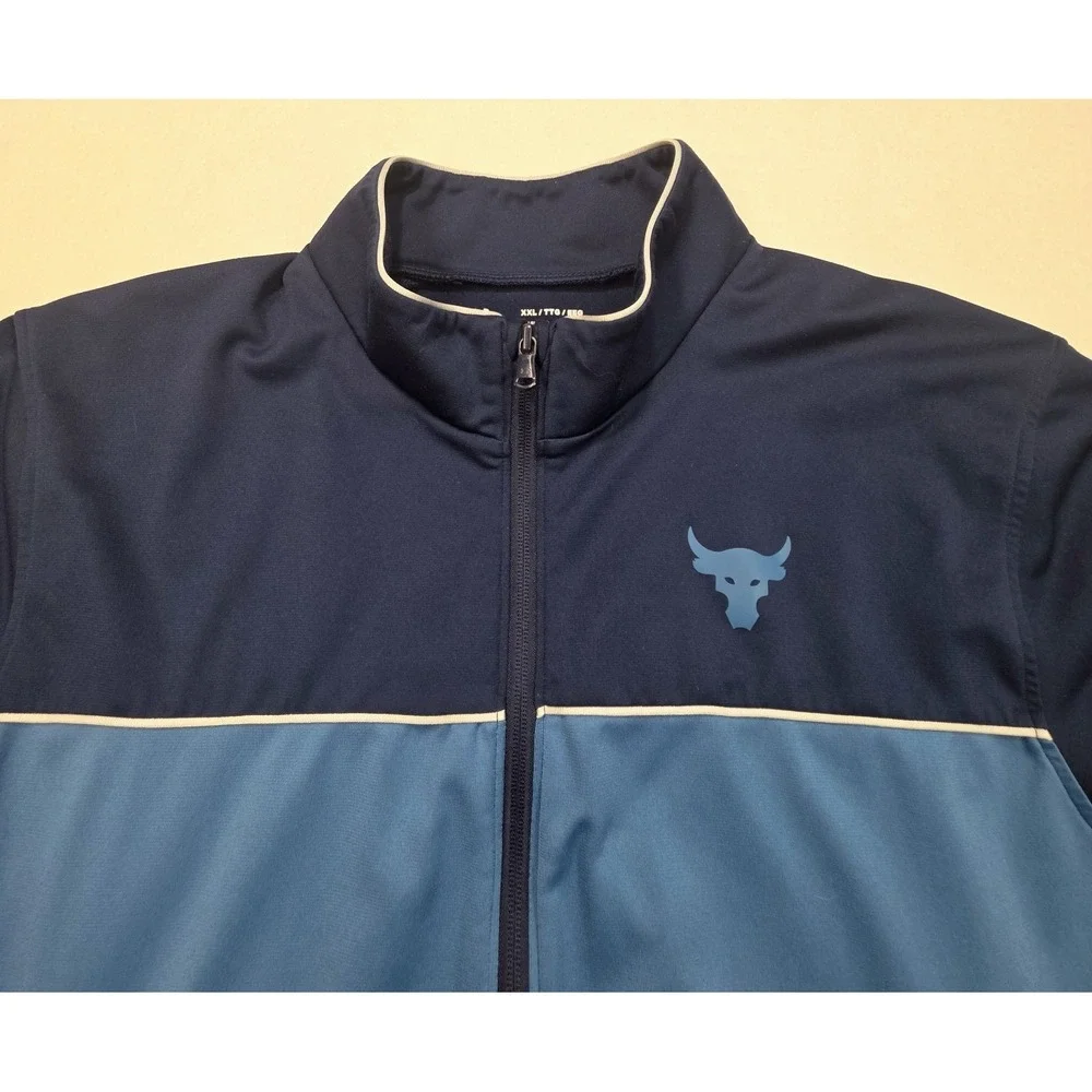 Project Rock Jacket Mens 2XL Blue Bull Track‎ Full Zip Under Armour LIMITED USE
